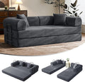 79 Floor Sofa Bed 5-in-1 Convertible Sleeper Sofa with Removable Armrests Corduroy Fabric Sofa Couch No Assembly Required for Living Room Dorm Studio (Dark Gray)