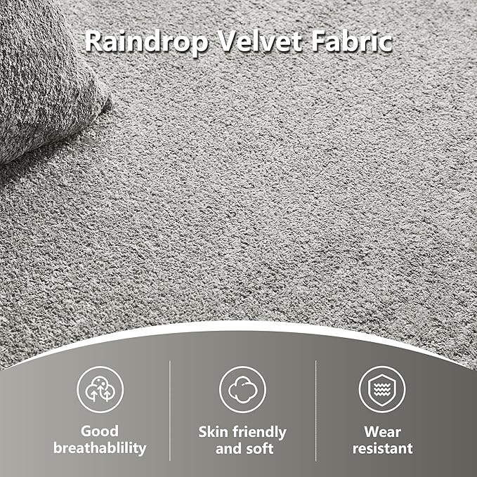 109 Modern Curved Sofa Raindrop Velvet Fabric 5 Seater Curved Shaped Sectional Couch for Living Room Bedroom Office No Assembly