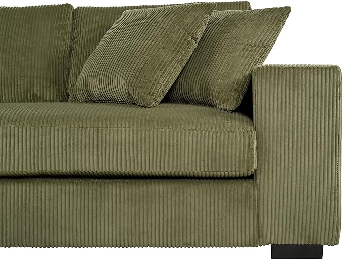 Mirod Large Sectional Sofa with Thick Cushions and Built-in Cup Holders &amp Charging Ports (Green@43)