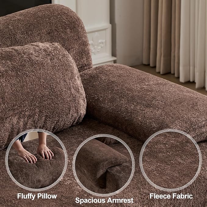 Multiple Modular Boneless Couches for Living Room Cloud Sectional Sofa with Comfy Deep Seat Oversized L-Shaped Convertible Couch with Ottoman for Bedroom Apartment 4 Modules Combined Chocolate