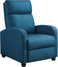 Yaheetech Fabric Recliner Sofa Modern Single Recliner Sofa Home Theater Seating with Thick Seat Cushion Backrest and Pocket Spring Blue