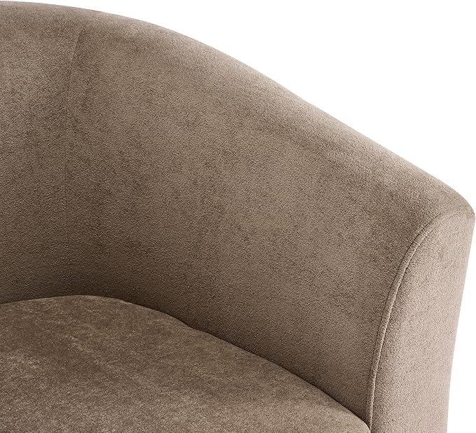 Christopher Knight Home Coles 360° Velvet Swivel Accent Chair Living Room Barrel Swivel Chair with Iron Frame Wooden Velvet Club Chair with Rotation No Assembly Required Light Brown+Walnut