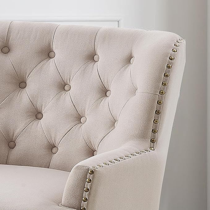 Rosevara Atlas Accent Chairs for Living Room Furniture Living Room Chairs Reading Chair for Room Arm Chairs for Living Room Comfy Chair for Bedroom Small Accent Chairs for Bedroom Velvet Snow Beige