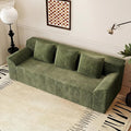 71 Cloud Boneless Loveseat Sofa Couch Bean Bag 3-Seater Couch with Memory Foam Corduroy Comfy Floor Sofa Deep Seat for Living Room Bedroom Apartment No Assembly (Green)