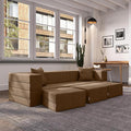 Jaxx Zipline Convertible Sleeper Sofa &amp Three Ottomans/California King-Size Bed Textured Microvelvet - Toffee