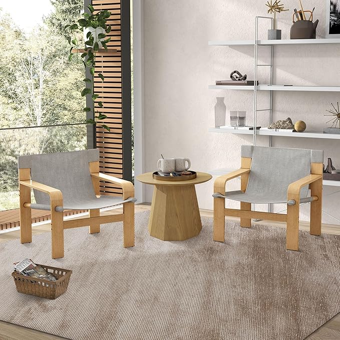 Ball &amp Cast Mid-Century Lounge Living Room ChairsAccent Chair Wide Armrest with Comfortable Linen Fabric Armchair &amp Rubber Wood FrameDetachable and Washable Seating Furniture for ReadingLig