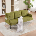 KEIKI 67 Corduroy Loveseat Sofa with Double Side Pockets &amp High Resilience Cushion Modern Style Upholstery Oversized 2-Seater Couch with Metal Legs Easy Assembly for Living Room Green