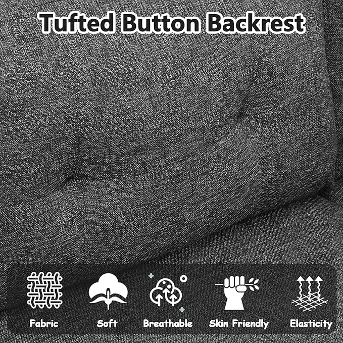 68“ Mid Century Modern Loveseat Sofa for Small Living Room Rraditional 2 Seater Couch for Office Apartment Bedroom Mini|Small|Vintage|Wood Frame|Chenille Fabric|600 LBS|Tufted (Dark Grey)