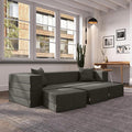 Jaxx Zipline Convertible Sleeper Sofa &amp Three Ottomans/California King-Size Bed Textured Microvelvet - Charcoal