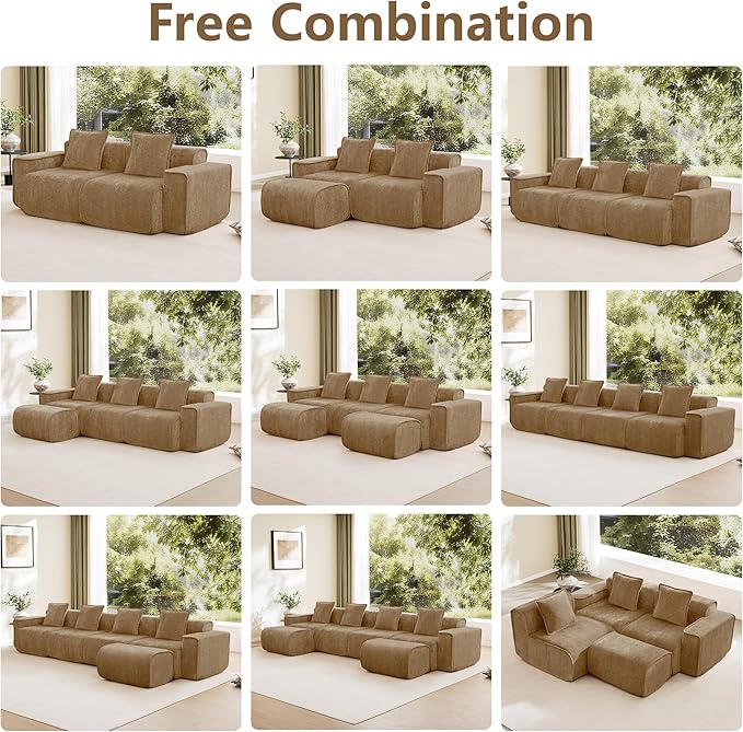 KEIKI 3Seat Modular Boneless Velvet Sofa Couch for Rustic Home Small Space Style Conscious Rustic Homeowners Warm Inviting Comfy Supportive Rest Space Elegant Premium Premium Design