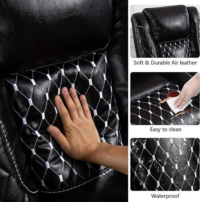 Power Zero Gravity Recliner Chair for Adults Breathable Leather Electric Recliners Adjustable Home Theater Seating with Smart Cup Holders USB Ports Hidden Arm Storage Tray Table