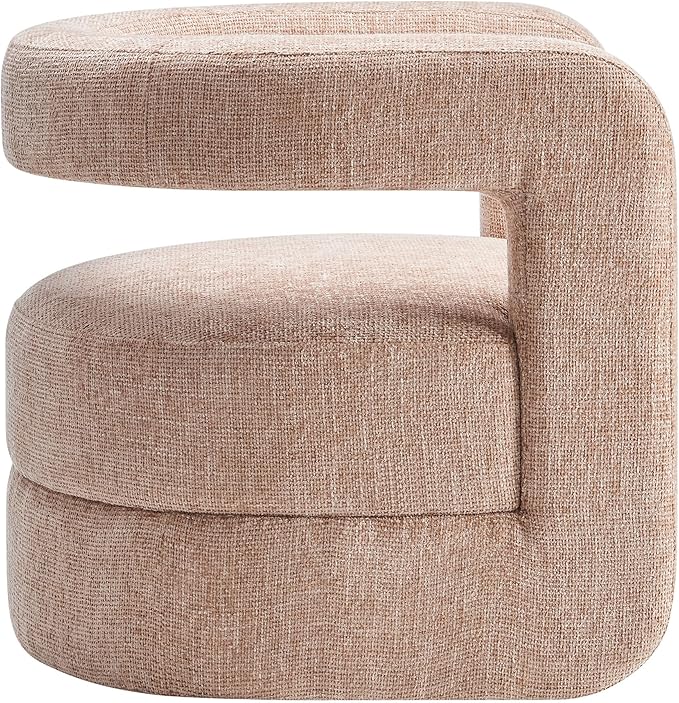Modway Jaylin Chenille Accent Chair in Blush - Upholstered Comfy Club Chair - Modern Soft Barrel Chair - Round Leisure Accent Chair with Curved Back for Living Room Bedroom Home Office