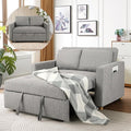 SEJOV Convertible Sofa Bed 3-in-1 Sleeper Sofa Pull Out Couch Bed 2-Seater Linen Fabric Loveseat Futon Sofa with Spring Support Adjustable Backrest for Small Spaces Living Room Grey