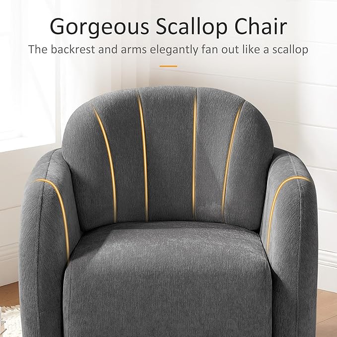 Swivel Accent Chairs Set of 2 360° Comfy Barrel Swivel Club Armchair Modern Sofa Reading Chair Lounge Wide for Living Room Bedroom Office Balcony Vanity Dark Gray