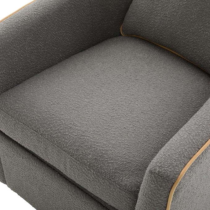 360° Swivel Accent Chair with Curved Armrest Bouclé Upholstered Club Chair Barrel Sofa Chair for Living Room Reading Corner Small Spaces (Light Grey13)