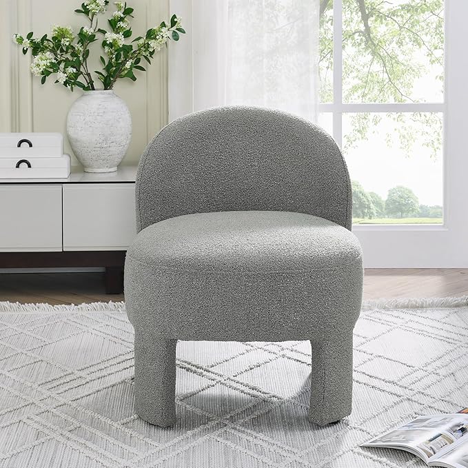 Hoop Gauze Lounge Chair with sof Cushion and backrest Need to be Assembled Suitable for Living room'bedroomldining Room Grey(24.5 28.75 28.75)