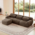 Boneless Couch Sectional Couches for Living Room 114.7'' L Shaped Modular Sectional Sofa with Ottoman Comfy Plush Cloud Couch with Deep Seat Oversized 3-Seater Modular Couches Brown