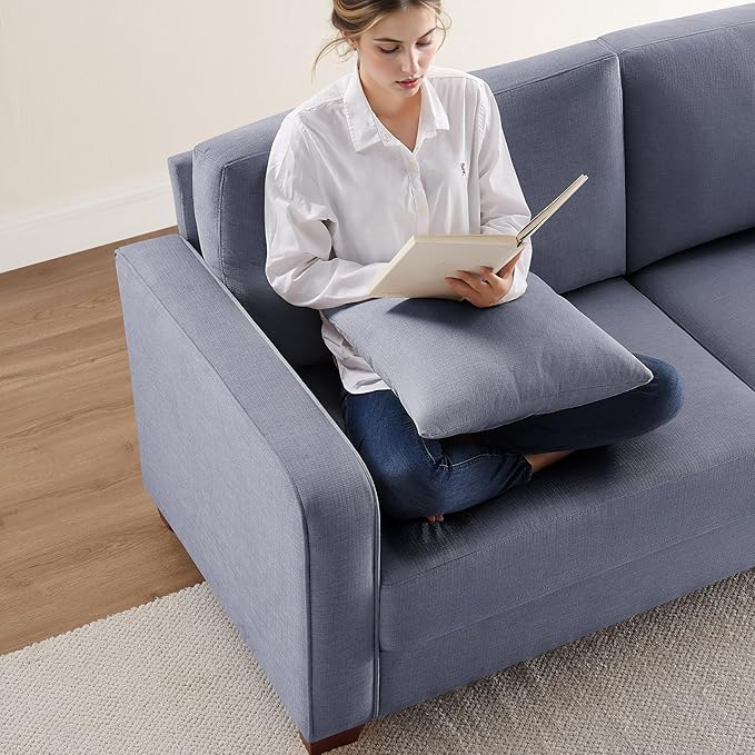 VANOMi Loveseat Couches for Living Room Modern Sofas &amp Couches with Cushion &amp 2 Pillow Comfy Linen Loveseat Sofa for Small Space Office Apartment Light Grey