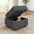 HONBAY Square Ottoman Module for Modular Sectional Sleeper Sofa Storage Ottoman Footrest and Seat Cube Velvet Grey