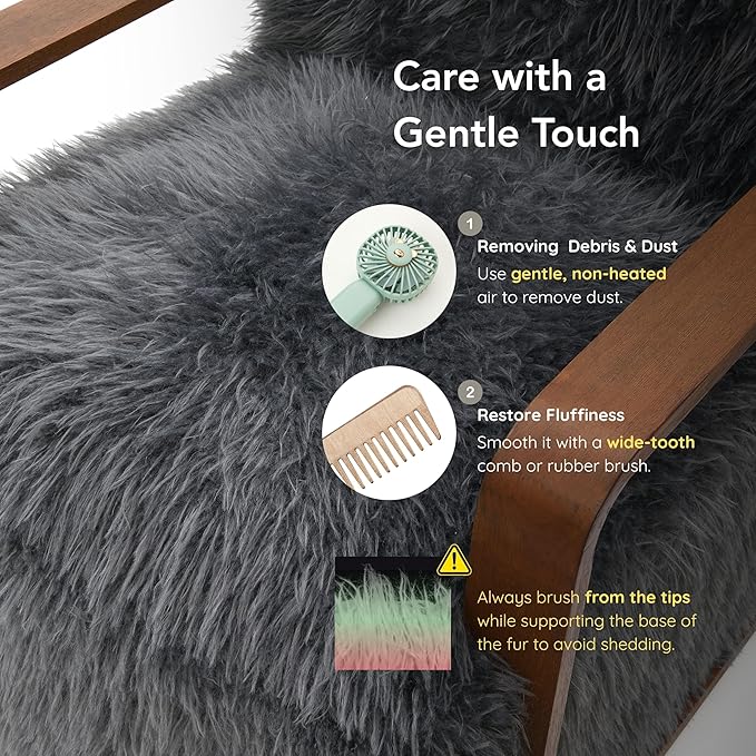 Furniture of America Ramos Modern Lounge Chair with Ultra Soft Faux Fur Long-Haired Accent Sofa Tight Seat and Back Single Couch Fluffy Living Room Seating No Assembly Needed Charcoal Gray