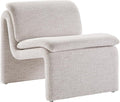 Modway Lume Curved Lounge Chair in Parchment Boucle Fabric – Modern Upholstered Armless Accent Chair with Padded Cushion - Unique Slipper Chair for Bedroom or Living Room