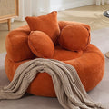 Round Oversized Chair Floor Sofa Chair Chenille Compressed Circle Chaise Lounge No Assembly Boneless Barrel Chair Lazy Bean Bag Couch Accent Chair for Living Room Bedroom DormOrange