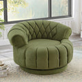 360° Swivel Chair Accent Chair Sofa Chenille Fabric Upholstered Swivel Barrel Round Club Chair with Oversized Seat for Living Room Bedroom Office Hotel (Green-12.1)