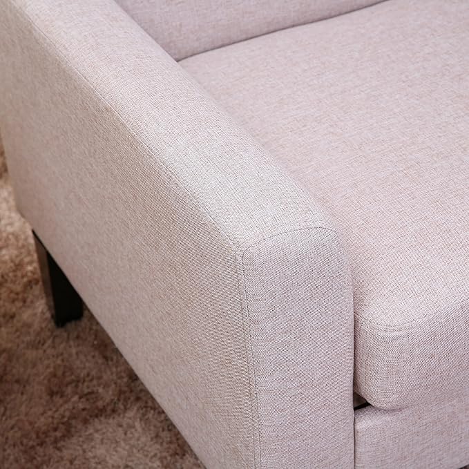 Fabric Accent Chair for Living Room Bedroom Button Tufted Upholstered Comfy Reading Accent Chairs Sofa (Beige)