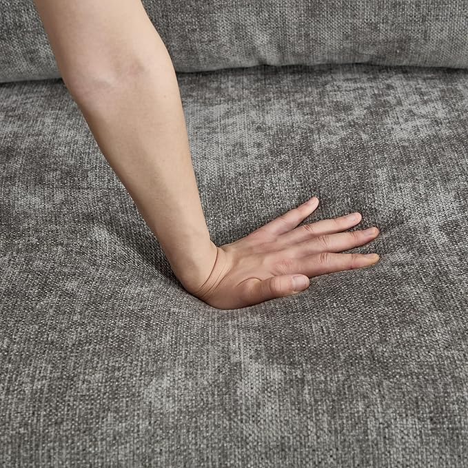 79 inch Modern Classic Upholstered Loveseat Sofa Gray Chenille Fabric Rolled Arms Plush Cushions Living Room Furniture