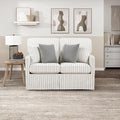 Lexicon Modern Sofa Couch for Living Room Sofas with Solid Wood Frame Square Arm and 4 Accent Pillows Small Couch for Bedroom/Living Room/Office/Apartment 2 Seater Couch White with Stripe