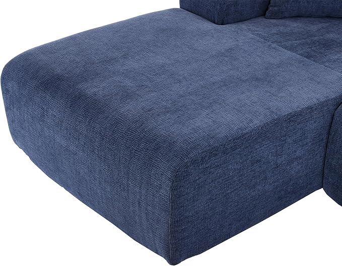 2 Piece Large L-Shape Modular Sectional Sofa with Two Pillowsfor Living Room Office Apartment Bedroom Salon (Blue@Chenille)