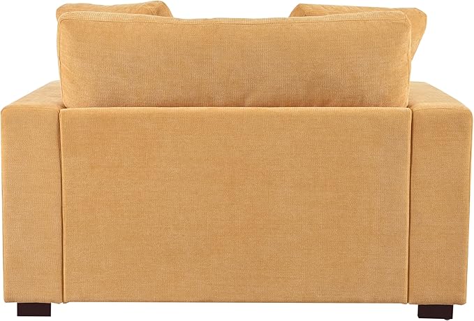 Christopher Knight Home Larrz Oversized Chaise Lounge Chair Indoor Cozy Upholstered Sleeper Sofa Couch Durable Wood Frame Deep Seat Reading Chair with 2 Throw Pillows and Armrests Yellow