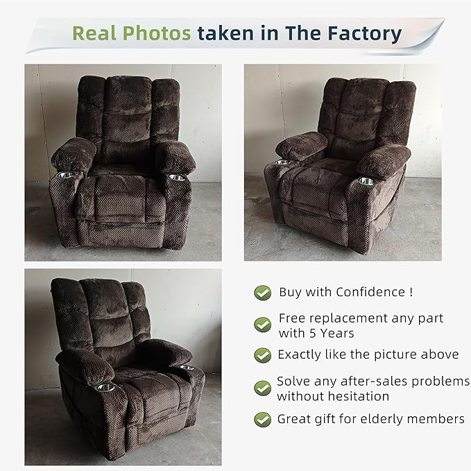Power Lift Recliner Chair for Elderly Velvet Recliner with Massage and Heat Lazy Boy Power Recliner Lay Flat 160° Cup Holders for Living Room