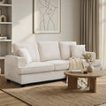 3 Seater Sofa Couch 89 Couches for Living Room with Deep Seats Mid Century Modern Chenille Sofa with Armrests Comfy Sofas for Living Room Bedroom Apartment Office Beige