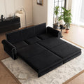93.7 King Size Pull Out Sofa Bed with Waist Pillows 3 in 1 Convertible Sleeper Sofa Bed Couch Velvet 3-Seater Chesterfield Sofa with Nailhead Trim for Living Room Black