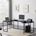 Generic U Shaped Computer Desk Industrial Corner Writing Desk with CPU Stand Gaming Table Workstation Desk for Home Office (Black) (Old SKU: WF198675AAB)