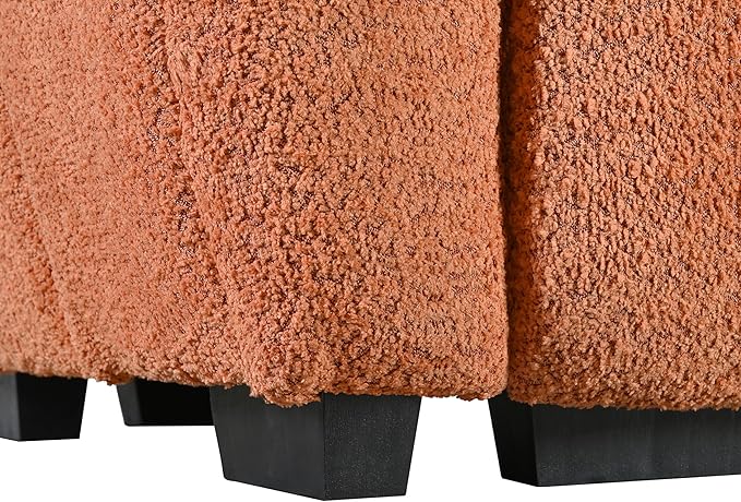 110 Modular Sectional Sofa with Pull-line Design Boucle Fabric L-Shape Upholstered Couch with Extra-Large Seat and Movable Ottoman Free Combination Sturdy Metal &amp Wood Frame (Orange-04)