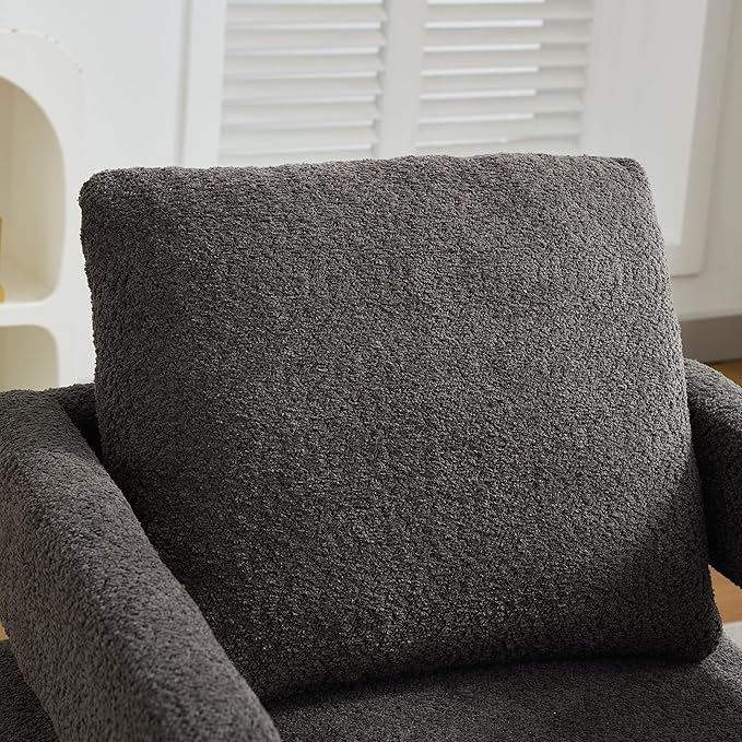 Setawix Boucle Swivel Barrel Chairs Set of 2Fuzzy Swivel ArmchairModern 360°Rotation Accent Arm Chair with Open ArmsSherpa Single Sofa Club Chair for Living RoomBedroom. (Charcoal 2PC)