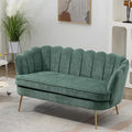 Chenille Small Sofa Couch for Small Spaces Living Room Bedroom59 Loveseat Couches with Gold Metal LegsChannel Tufted 2 Seater Sofas with Curved Back and Arms for ApartmentRV