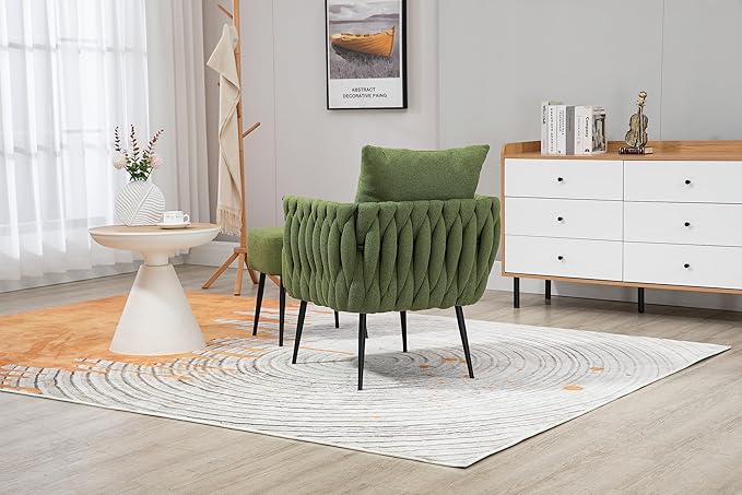 Velvet Accent Chair Modern Upholstered Armchair Tufted Chair with Metal Frame Single Leisure Chairs for Living Room Bedroom