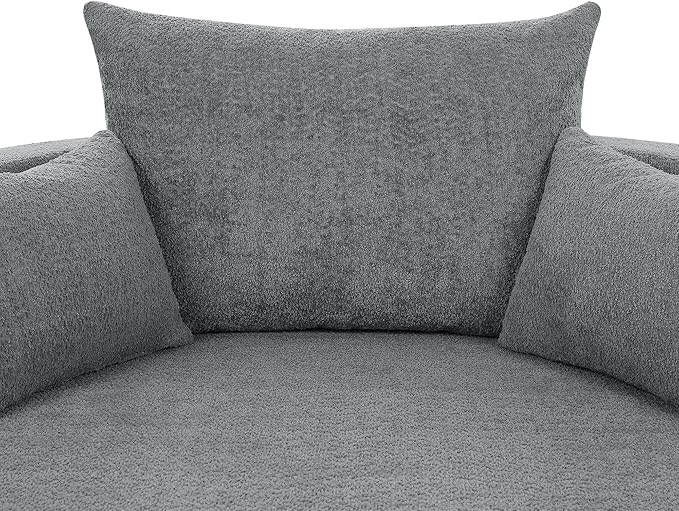 Oversized 55 W Upholstered 360° Swivel Accent Barrel Chair and a Half Modern Comfy Cuddler Sofa Lounge with Pillows for Living Room Bedroom Hotel(Chenille Grey)