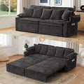 82.7’’ King Size Pull Out Sofa Bed 3 in 1 Convertible Sleeper Sofa Bed with Futon Sofa Black | USB Ports Chenille Loveseat Storage Pocket Pet-Friendly Pull Out Sofa Bed