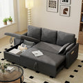 L Shape Sofa Bed: 81 Sectional Sleeper Sofa with Pull Out Bed Grey Pull Out Sleeper Couch with Chaise Lounge and Linen Reversible Chaise Sectionals for Living Room (Gray 80.7 L shape sofa bed)