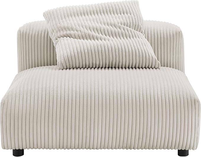 Modway Solace Modular Sofa Armless Chair in Almond - Oversized Corduroy Lounge Chair - Comfy Upholstered Single Sectional Sofa Chair - Modern Accent Lounge Chair for Living Room