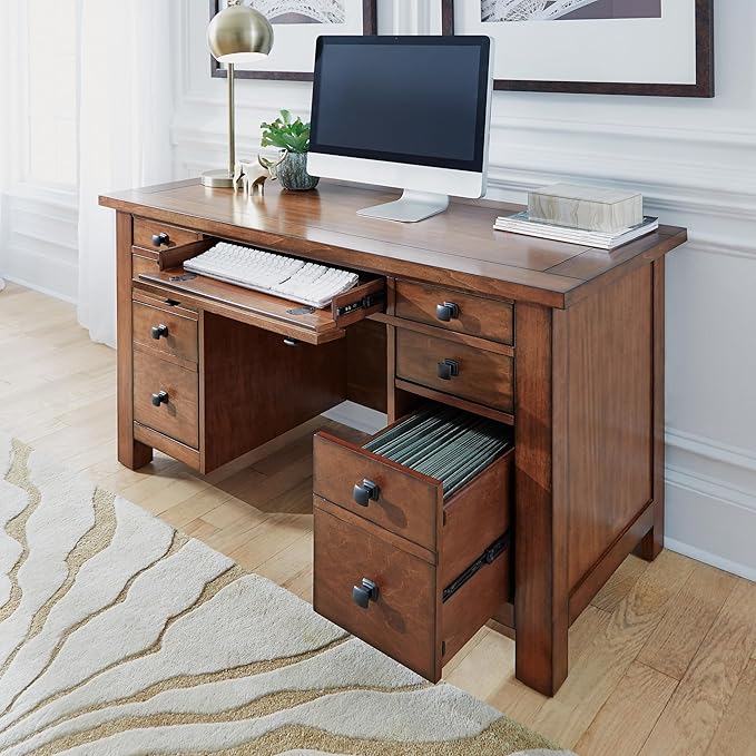 Homestyles Tahoe Aged Maple Executive Pedestal Desk