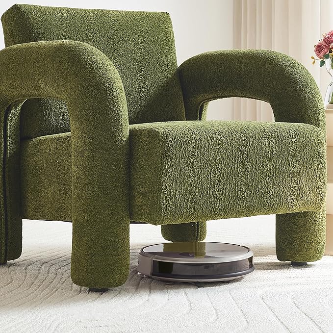 33.5 Modern Accent Chair Velvet Single Sofa for Living RoomComfy Arm Chair Leisure Armchair Single Sofa Chair with Curved Arm for Living Room ApartmentBedroomGreen