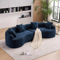 Oversized Sectional Sofa for Living Room 110 Modern Luxury Chenille 4-Seater Extra Deep &amp Wide Seat Curved Cloud Couch with 4 Throw Pillows No Assembly Needed Cream Blue