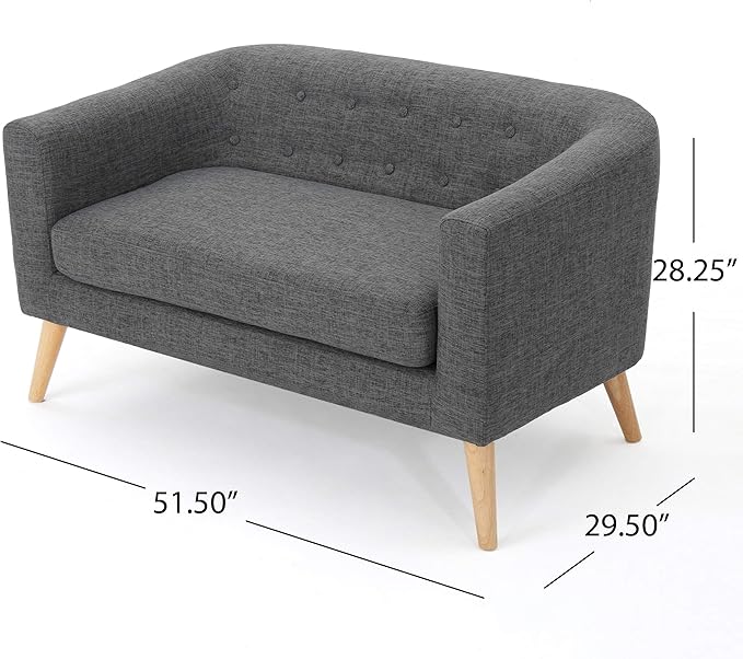 Christopher Knight Home Bridie Mid-Century Modern Loveseat Grey Fabric