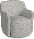 Spatial Order Upholstered 360° Barrel Back Swivel Chair | Accent Chairs for Living Room &amp Bedroom | Decorative Home Furniture White Boucle with Gray Yarn