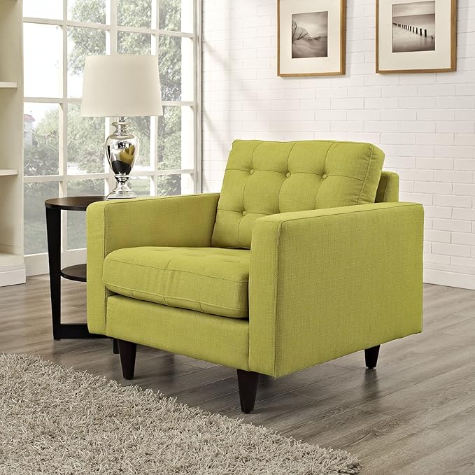 Modway EEI-1013-WHE Empress Mid-Century Modern Upholstered Fabric Armchair in Wheatgrass